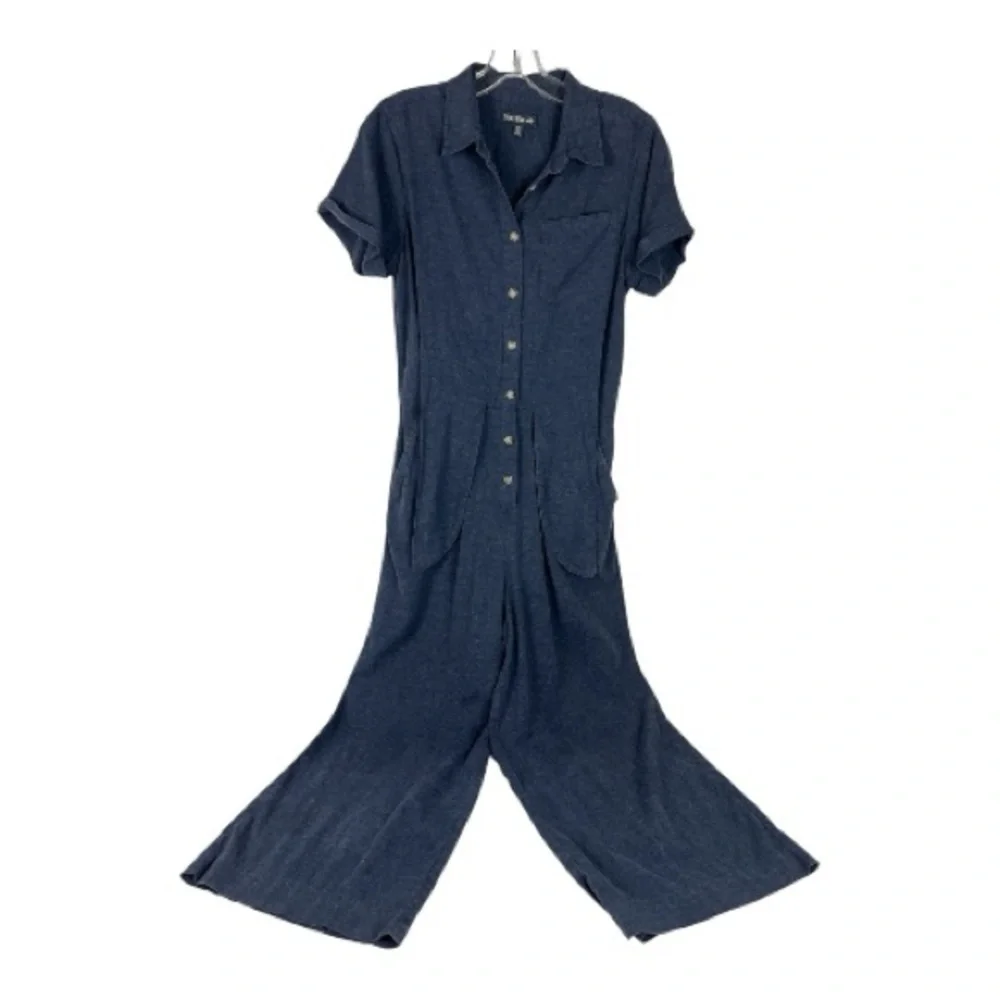 Toad&Co XS Taj Hemp Short Sleeve Jumpsuit in Navy - Picture 3 of 13